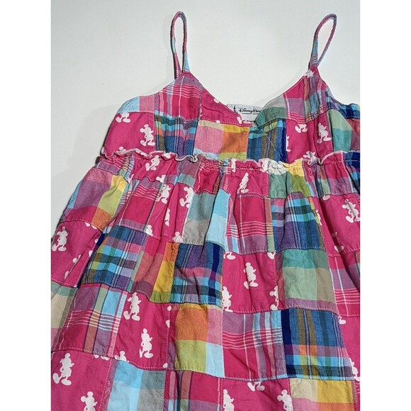 Disney Parks Patchwork Plaid Dress Girls M Mickey Mouse Print Pink - Picture 2 of 8